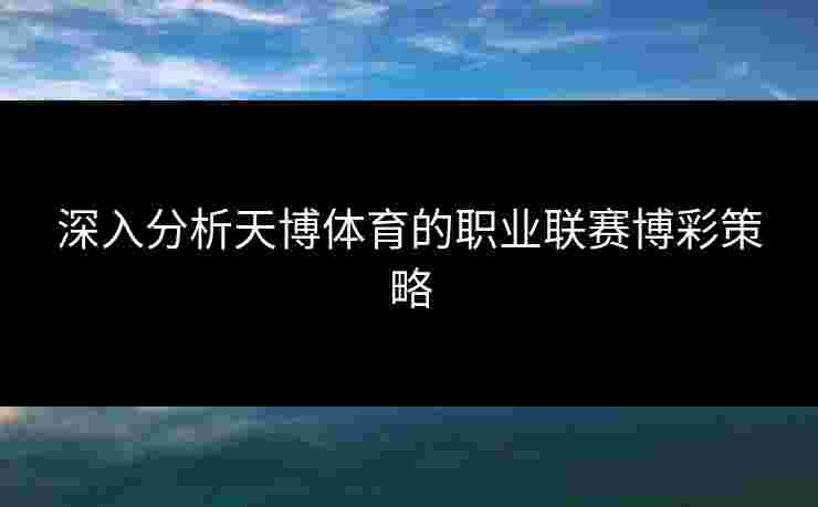 深入分析天博体育的职业联赛博彩策略