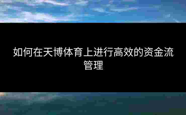 如何在天博体育上进行高效的资金流管理