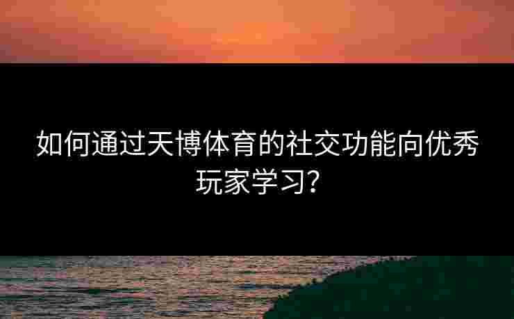 如何通过天博体育的社交功能向优秀玩家学习？