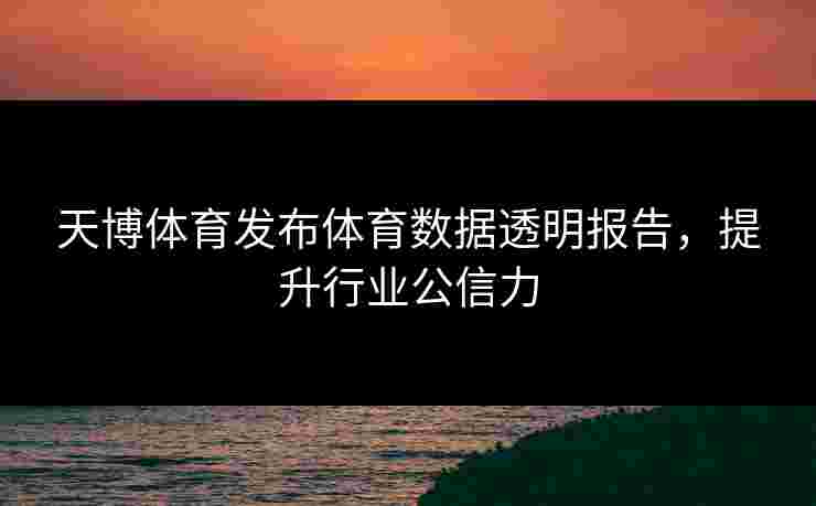 天博体育发布体育数据透明报告，提升行业公信力